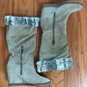 Johnston and Murphy Suede/Leather Fur Boots